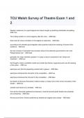 TCU Walsh Survey of Theatre Exam 1 and 2 Questions and Answers 2024( A+ GRADED 100% VERIFIED).