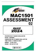 MAC1501 ASSIGNMENT 2 -QUIZ 2024 ALL  QUESTIONS WELL ANSWERED