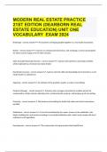 MODERN REAL ESTATE PRACTICE 21ST EDITION (DEARBORN REAL ESTATE EDUCATION) UNIT ONE VOCABULARY  EXAM 2024 