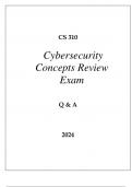 CS 310 CYBERSECURITY CONCEPTS REVIEW EXAM Q & A 2024.