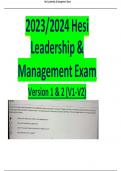 2023/2024 Hesi Leadership & Management Exam Version 1 & 2 (V1-V2)