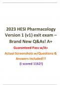 HESI Pharmacology (Pharm) Exam Version 1 (V1) BRAND NEW Q&As Guaranteed Pass w/A+ Actual Screenshots Included. A++