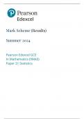 Edexcel A-Level 2024 Statistics Paper AND Mark Scheme 