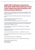 AANP FNP Certification Actual Exam  2024-2025| AANP FNP Certification Exam  Latest Update 2024-2024 Questions and  Correct Answers Rated A+