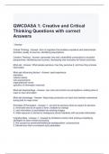 QWCDASA 1 Creative and Critical Thinking Questions with correct Answers 2024