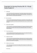 Essentials for Nursing Practice 8th Ch 9 Study Guide Graded A