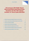 (All-inclusive) OB EXAM 4 Brand New/Actual/Real/Latest/Study Guide Questions all with 100% Solved Answers/ A+ Score Guide 2024/2025