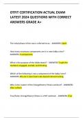 OTFIT CERTIFICATION ACTUAL EXAM  LATEST 2024 QUESTIONS WITH CORRECT ANSWERS GRADE A+ 