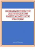 FLORIDA CIVIC LITERACY TEST  QUESTIONS WITH 100%  CORRECT ANSWERS LATEST  UPDATES 2024