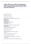 C150L PPL Exam (PPL Exam/Cessna 150L questions) Questions With 100% Correct Answers!!