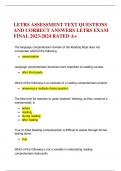 LETRS ASSESSMENT TEXT QUESTIONS  AND CORRECT ANSWERS LETRS EXAM  FINAL 2023-2024 RATED A+