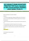 NC CASUALTY EXAM ADVANTAGE  PRACTICE TEST Exam | Questions  & 100% Correct Answers (Verified) |  Latest Update | Grade A+ 
