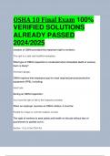 OSHA 10 Final Exam 100% VERIFIED SOLUTIONS  ALREADY PASSED  2024/2025