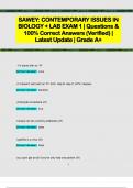 SAWEY: CONTEMPORARY ISSUES IN  BIOLOGY + LAB EXAM 1 | Questions &  100% Correct Answers (Verified) |  Latest Update | Grade A+