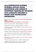 2024 RESTRICTED BARBER FLORIDA ACTUAL EXAM QUESTIONS AND CORRECT ANSWERS VERIFIED BY EXPERTS 100% ALREADY GRADED A+ PASS!!! NEW GENERATION HIGHSCORE.