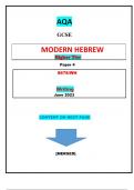 AQA  GCSE  MODERN HEBREW  Higher Tier  Paper 4  8678/WH  Writing||MERGED||