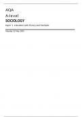 AQA A-level SOCIOLOGY Paper 1 Education with Theory and Methods  Monday 22 May 2023 