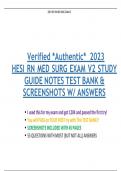 HESI RN MED SURG EXAM V2 STUDY GUIDE NOTES TEST BANK & SCREENSHOTS W/ ANSWERS