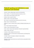 Pellet-B spelling and definitions exam questions and answers 2024-graded a