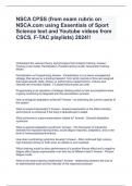 NSCA CPSS (from exam rubric on NSCA.com using Essentials of Sport Science text and Youtube videos from CSCS, F-TAC playlists) 2024!!