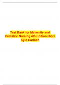 Test Bank for Maternity and Pediatric Nursing 4th Edition Ricci Kyle Carman 