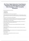 PA_Penn State Extension Cool-Season  Turfgrass Pest Management Practice  Test (Category 7) with Complete  Solutions