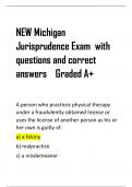 NEW Michigan  Jurisprudence Exam with  questions and correct  answers Graded A+