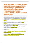 NEW ILLINOIS LEASING AGENT LICENSE EXAM 2024 ACTUAL COMPLETE 70+ QUESTIONS AND CORRECT ANSWERS (VERIFIED ANSWERS) |ALREADY GRADED A+ RATED HIGHSCORE 