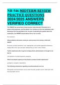 NR 546 MIDTERM REVIEW PRACTICE QUESTIONS 2024/2025 ANSWERS  VERIFIED CORRECT