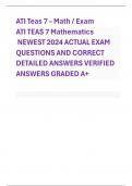 ATI Teas 7 – Math / Exam ATI TEAS 7 Mathematics NEWEST 2024 ACTUAL EXAM QUESTIONS AND CORRECT DETAILED ANSWERS VERIFIED ANSWERS GRADED A+