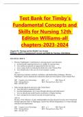 Test Bank for Timby's Fundamental Nursing Skills and Concepts 12th Edition, 9781975141769, All Chapters with Answers/ Download