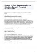 Chapter 15: Pain Management During Childbirth Correctly Answered Questions 2024.