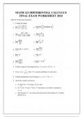 MATH 121 DIFFERENTIAL CALCULUS FINAL EXAM WORKSHEET 2024