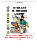 MIL 1ST QUARTER EXAM QUESTIONS AND ANSWERS BEST GRADED A+ 2024-2025