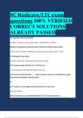 BEST ANSWERS NC Medicare/LTC exam questions 100% VERIFIED  CORRECT SOLUTIONS  ALREADY PASSED