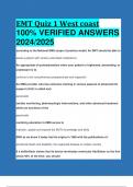 BEST REVIEW EMT Quiz 1 West coast 100% VERIFIED ANSWERS  2024/2025