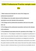 COKO Professional Practice exam Questions and Verified Answers (2024 / 2025)/ A+ GRADE