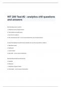 HIT 205 Test #2 - analytics ch9 questions and answers