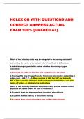 NCLEX OB WITH QUESTIONS AND  CORRECT ANSWERS ACTUAL  EXAM 100% [GRADED A+]