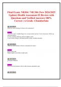 Final Exams: NR304 / NR 304 (New 2024/2025 Updates BUNDLED TOGETHER WITH COMPLETE SOLUTIONS) Health Assessment II |Review with Questions and Verified Answers| 100% Correct | A Grade -Chamberlain