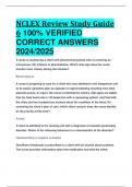 RATED A++ NCLEX Review Study Guide 6 100% VERIFIED  CORRECT ANSWERS  2024/2025