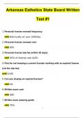 Arkansas Esthetics State Board Written Test #1 Questions and Verified Answers (2024 / 2025)/ A+ GRADE