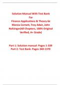 Solutions Manual With Test Bank for Finance Applications & Theory 6th Edition By Marcia Cornett, Troy Adair, John Nofsinger (All Chapters, 100% Original Verified, A+ Grade)