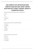 2024 COMPLETE CPO CERTIFICATION EXAM: COMPLETE EXAM WITH 400+ EXPERT-VERIFIED QUESTIONS WITH CORRECT ANSWERS. GRADED A+ GUARANTEED SUCCESS