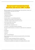 Interpersonal Communication Exam Questions And Answers 100% Verified
