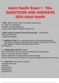 Adult Health Exam 1 150+ QUESTIONS AND ANSWERS 2024 Adult Health 