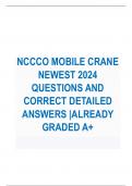   NCCCO MOBILE CRANE NEWEST 2024  QUESTIONS AND  CORRECT DETAILED  ANSWERS |ALREADY  GRADED A+ 