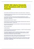 SOWK 350 Liberty University Exam Questions with Correct Answers