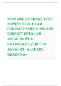                 Ncco mobile craNe test  NeWest 2024 eXam comPlete QUestioNs aND  correct DetaileD  aNsWers WitH  ratioNales VeriFieD  aNsWers |alreaDY   GraDeD a+  