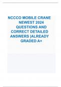 NCCCO MOBILE CRANE  NEWEST 2024   QUESTIONS AND   CORRECT DETAILED   ANSWERS |ALREADY  GRADED A+ 